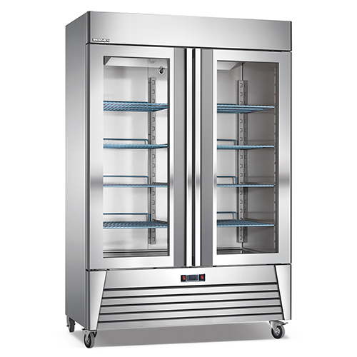 54" Double Glass Door Bottom Mount  Reach‑In Freezer
